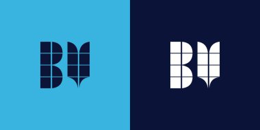 Fayans şekilli BV logo tasarımı. Ticari veya marka için uygun minimalist ve modern vektör illüstrasyon tasarımı