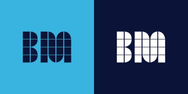 Fayans şekilli BM logo tasarımı. Ticari veya marka için uygun minimalist ve modern vektör illüstrasyon tasarımı