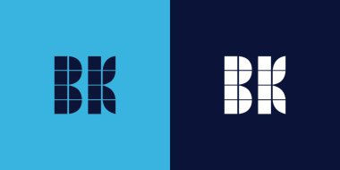 Fayans şekilli BK logo tasarımı. Ticari veya marka için uygun minimalist ve modern vektör illüstrasyon tasarımı