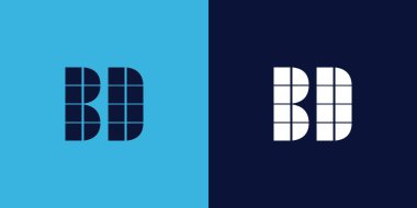 Fayans şekilli BD logo tasarımı. Ticari veya marka için uygun minimalist ve modern vektör illüstrasyon tasarımı