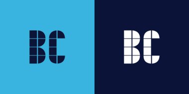 Fayans şekilli BC logo tasarımı. Ticari veya marka için uygun minimalist ve modern vektör illüstrasyon tasarımı