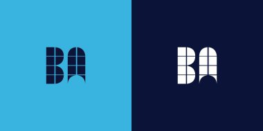 Fayans şekilli BA logo tasarımı. Ticari veya marka için uygun minimalist ve modern vektör illüstrasyon tasarımı