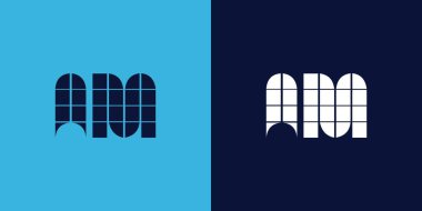 Fayans şekilli AM logosu tasarımı. Ticari veya marka için uygun minimalist ve modern vektör illüstrasyon tasarımı