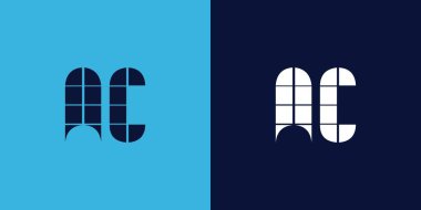 Fayans şekilli AC logo tasarımı. Ticari veya marka için uygun minimalist ve modern vektör illüstrasyon tasarımı