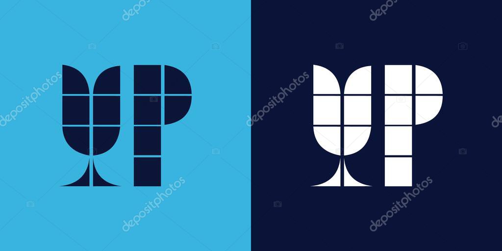 YP logo design with tile shape. Minimalist and modern vector illustration design suitable for business or brand