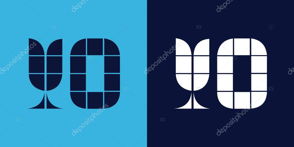 YO logo design with tile shape. Minimalist and modern vector illustration design suitable for business or brand