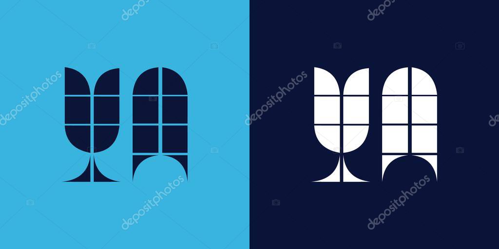 YA logo design with tile shape. Minimalist and modern vector illustration design suitable for business or brand