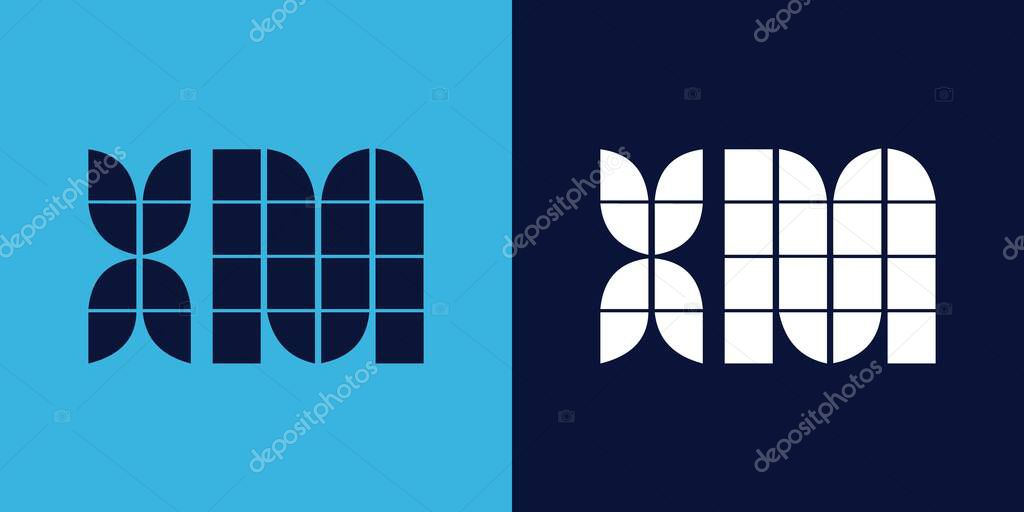 XM logo design with tile shape. Minimalist and modern vector illustration design suitable for business or brand