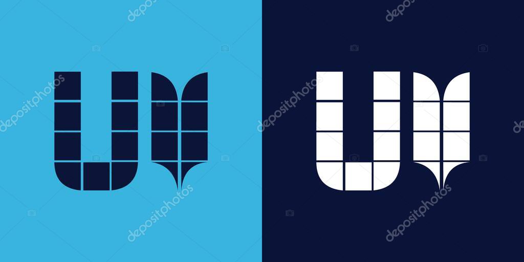 UV logo design with tile shape. Minimalist and modern vector illustration design suitable for business or brand