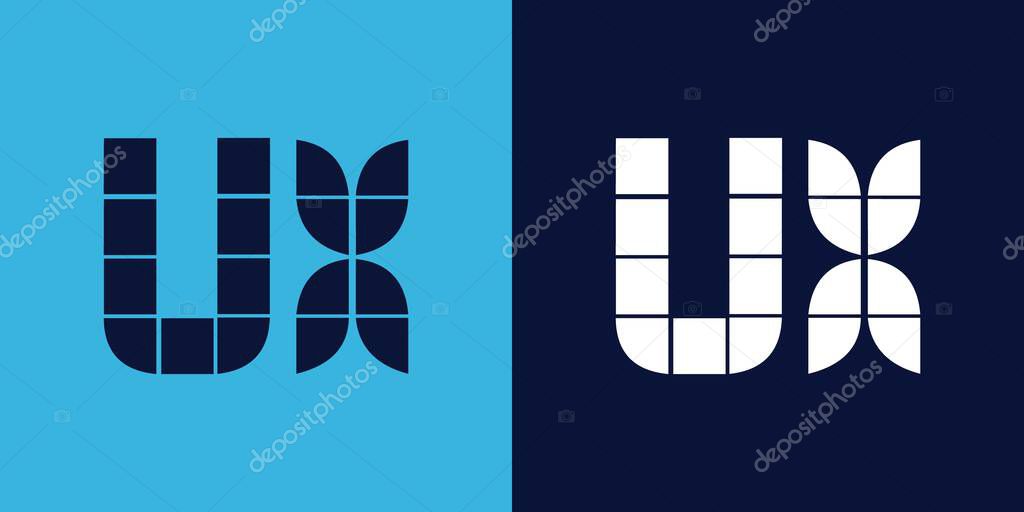 UX logo design with tile shape. Minimalist and modern vector illustration design suitable for business or brand