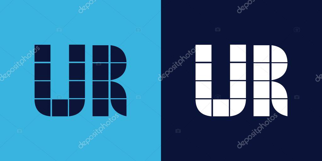 UR logo design with tile shape. Minimalist and modern vector illustration design suitable for business or brand