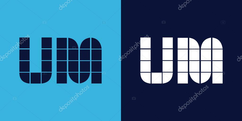 UM logo design with tile shape. Minimalist and modern vector illustration design suitable for business or brand