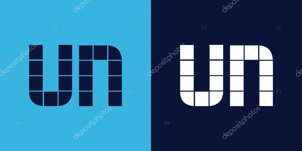 UN logo design with tile shape. Minimalist and modern vector illustration design suitable for business or brand