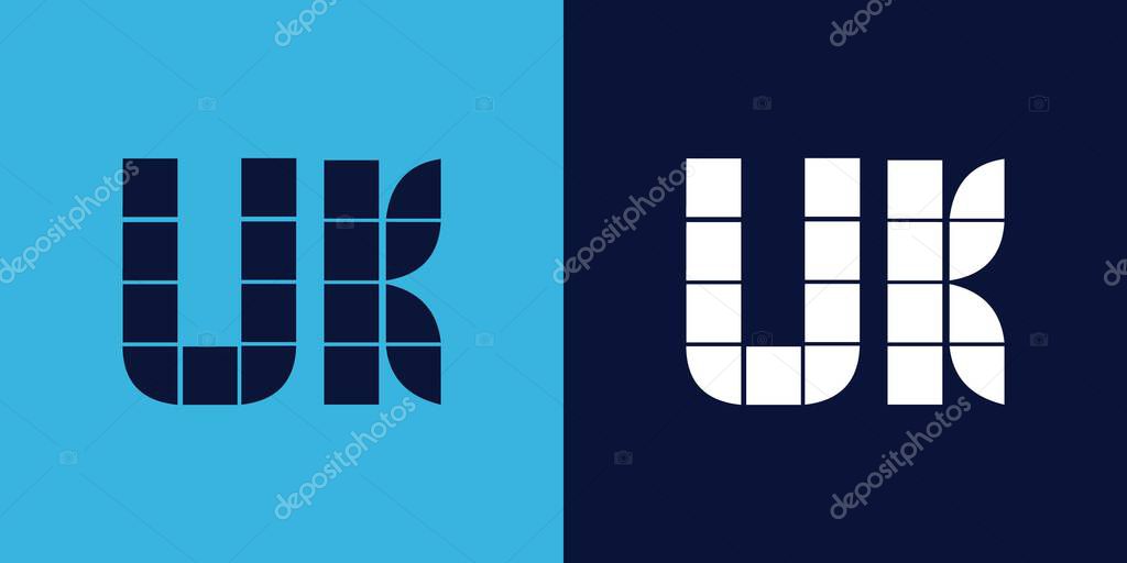 UK logo design with tile shape. Minimalist and modern vector illustration design suitable for business or brand
