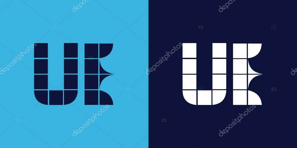 UE logo design with tile shape. Minimalist and modern vector illustration design suitable for business or brand