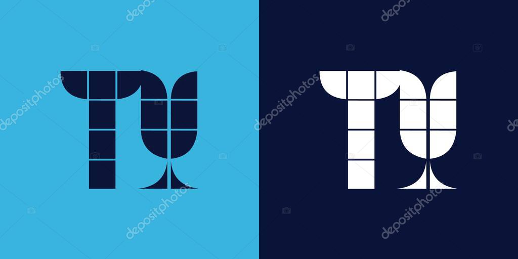 TY logo design with tile shape. Minimalist and modern vector illustration design suitable for business or brand