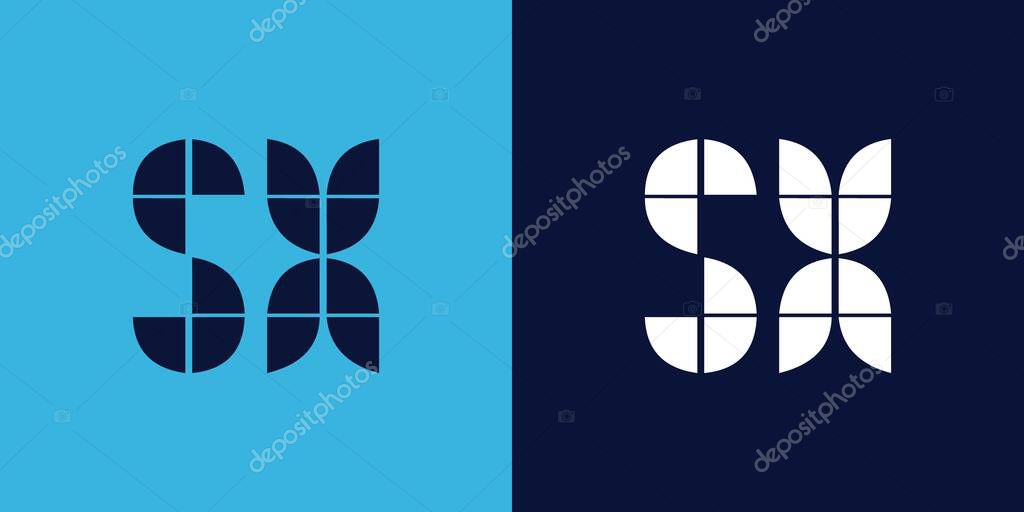 SX logo design with tile shape. Minimalist and modern vector illustration design suitable for business or brand