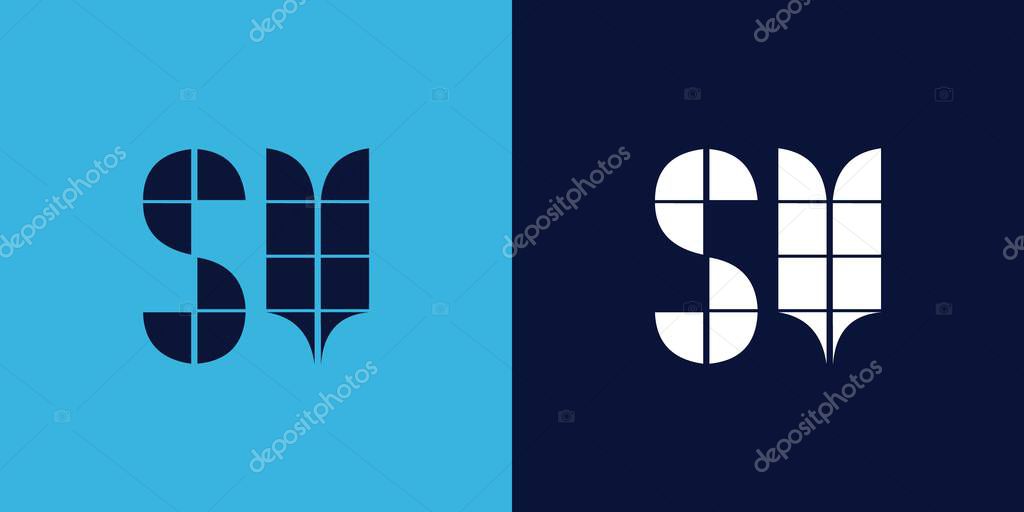SV logo design with tile shape. Minimalist and modern vector illustration design suitable for business or brand
