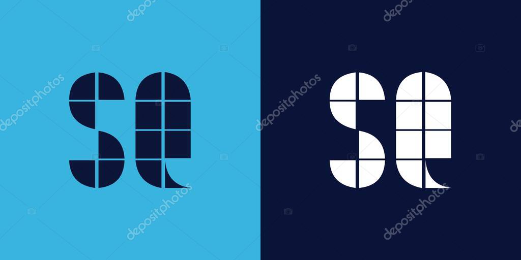 SQ logo design with tile shape. Minimalist and modern vector illustration design suitable for business or brand