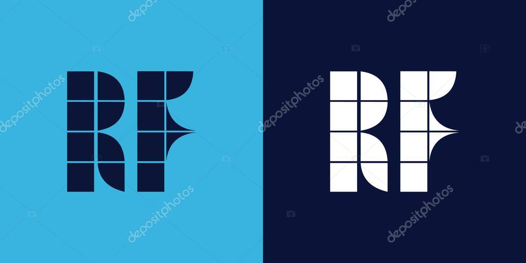 RF logo design with tile shape. Minimalist and modern vector illustration design suitable for business or brand