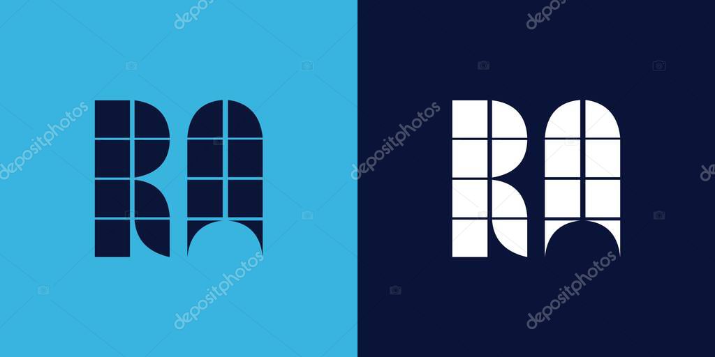 RA logo design with tile shape. Minimalist and modern vector illustration design suitable for business or brand