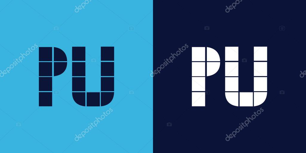PU logo design with tile shape. Minimalist and modern vector illustration design suitable for business or brand