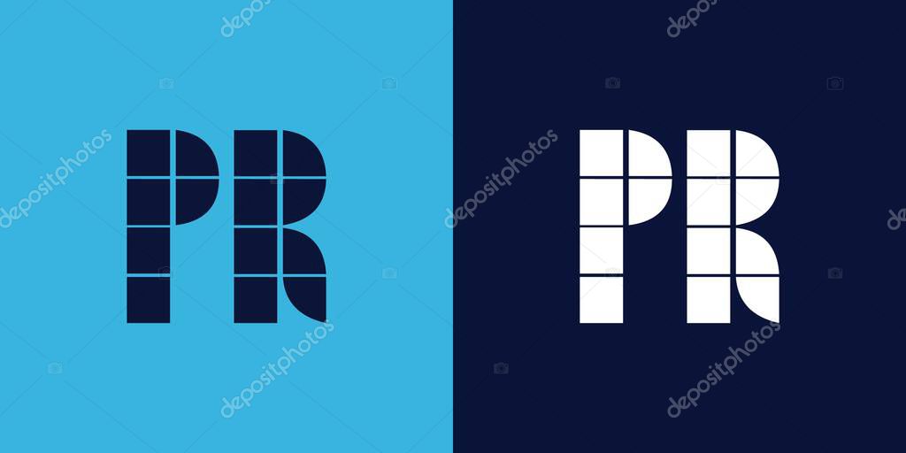 PR logo design with tile shape. Minimalist and modern vector illustration design suitable for business or brand