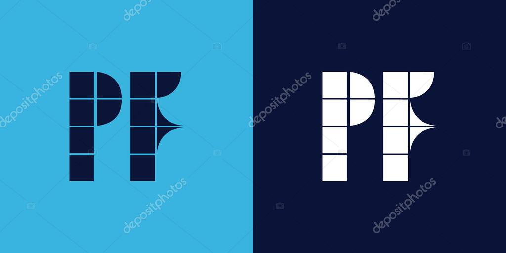 PF logo design with tile shape. Minimalist and modern vector illustration design suitable for business or brand