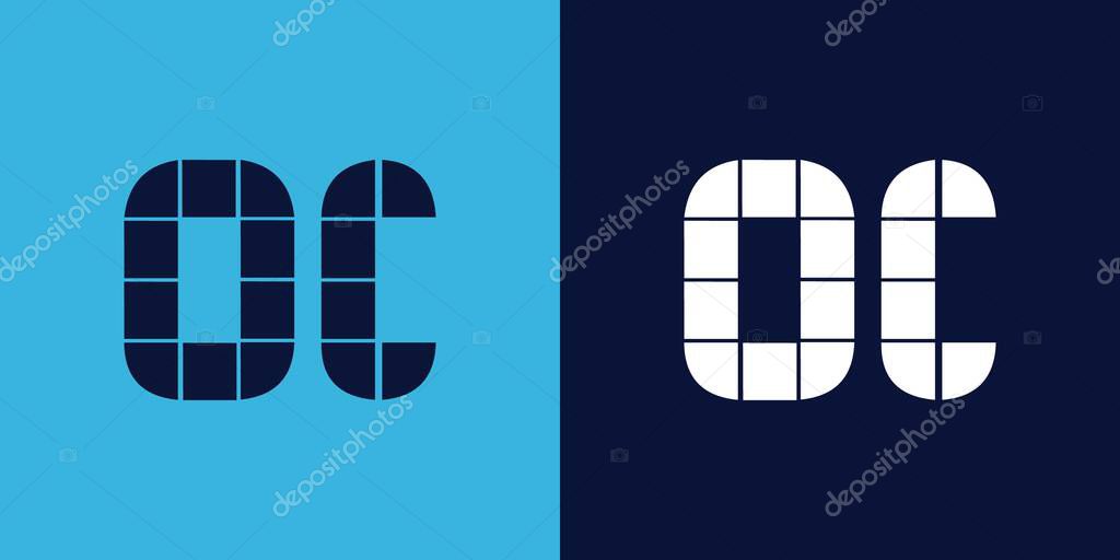 OC logo design with tile shape. Minimalist and modern vector illustration design suitable for business or brand