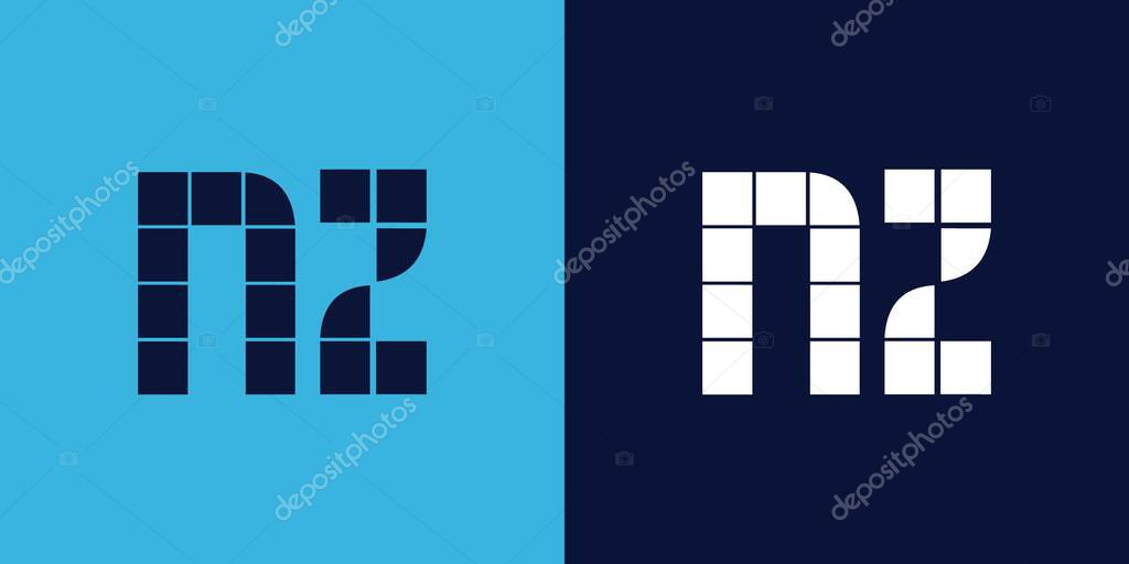 NZ logo design with tile shape. Minimalist and modern vector illustration design suitable for business or brand