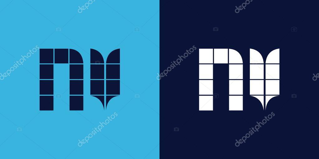 NV logo design with tile shape. Minimalist and modern vector illustration design suitable for business or brand