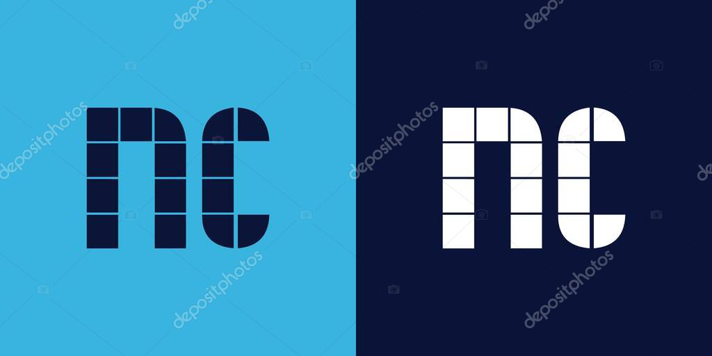 NC logo design with tile shape. Minimalist and modern vector illustration design suitable for business or brand
