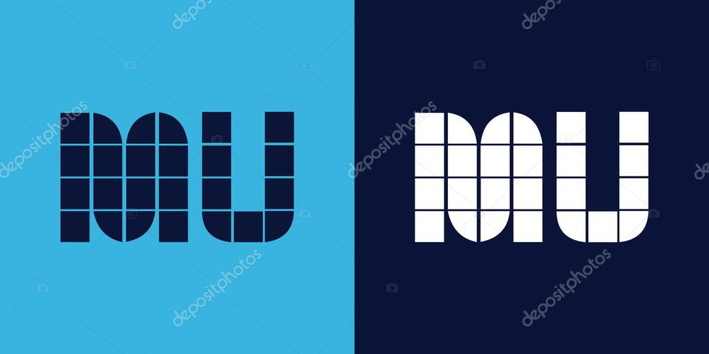 MU logo design with tile shape. Minimalist and modern vector illustration design suitable for business or brand