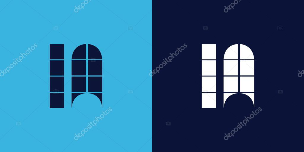 LA logo design with tile shape. Minimalist and modern vector illustration design suitable for business or brand