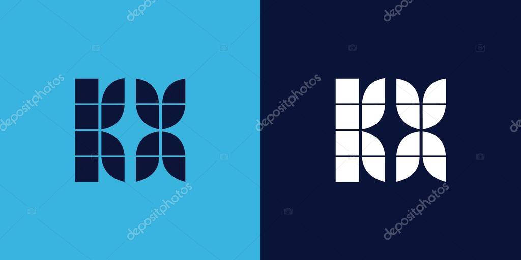 KX logo design with tile shape. Minimalist and modern vector illustration design suitable for business or brand