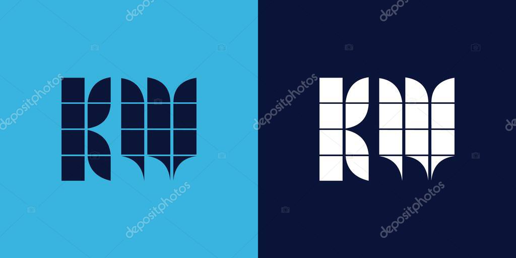 KW logo design with tile shape. Minimalist and modern vector illustration design suitable for business or brand