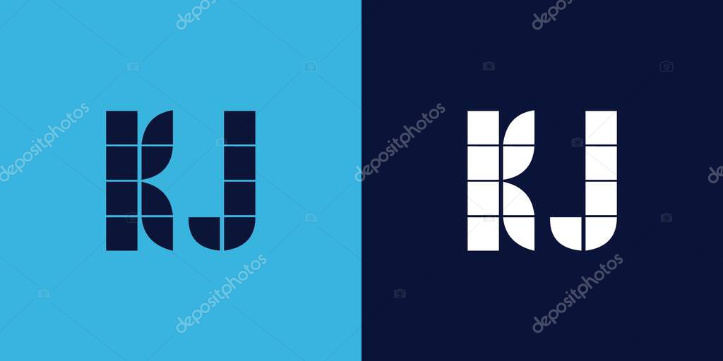 KJ logo design with tile shape. Minimalist and modern vector illustration design suitable for business or brand