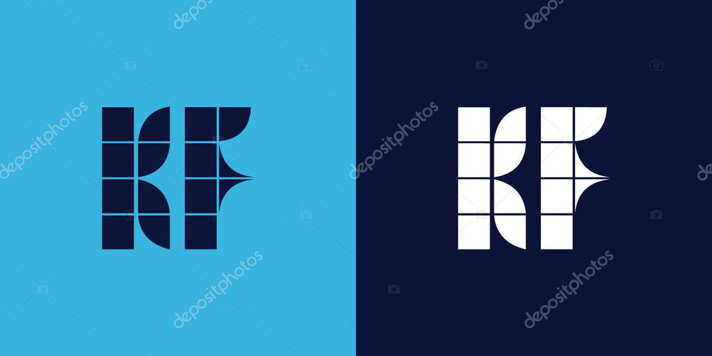 KF logo design with tile shape. Minimalist and modern vector illustration design suitable for business or brand