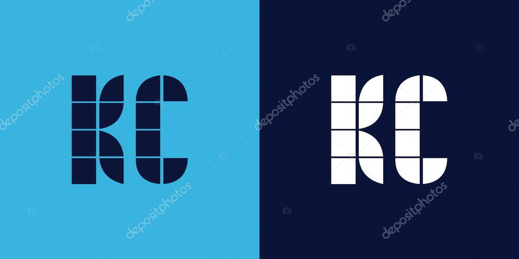 KC logo design with tile shape. Minimalist and modern vector illustration design suitable for business or brand