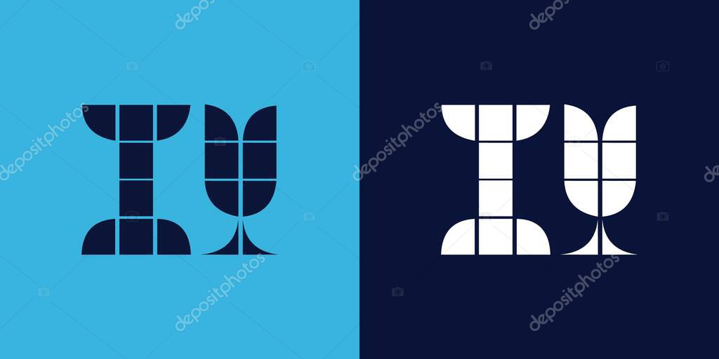 IY logo design with tile shape. Minimalist and modern vector illustration design suitable for business or brand