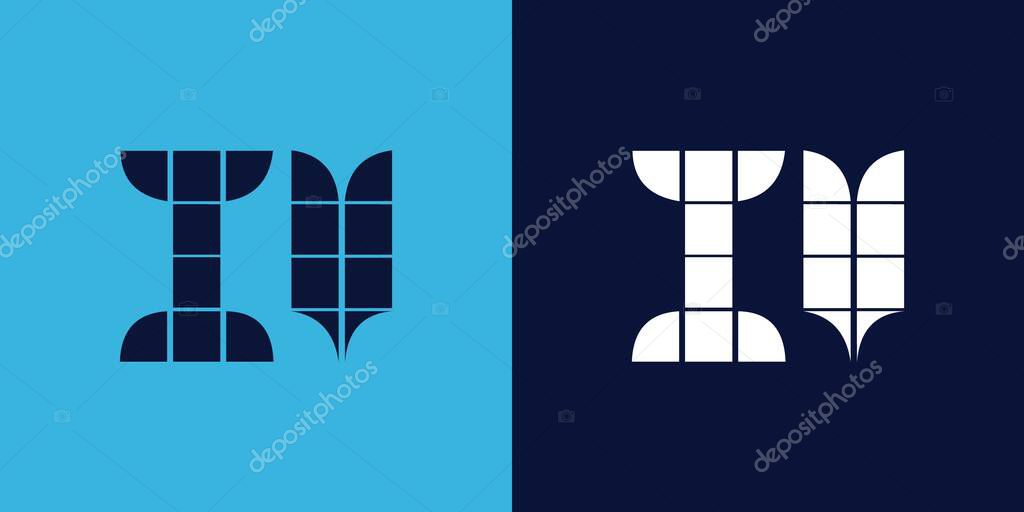 IV logo design with tile shape. Minimalist and modern vector illustration design suitable for business or brand
