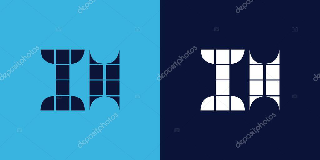 IH logo design with tile shape. Minimalist and modern vector illustration design suitable for business or brand