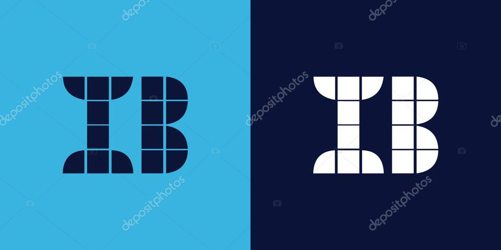 IB logo design with tile shape. Minimalist and modern vector illustration design suitable for business or brand