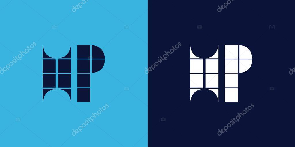 HP logo design with tile shape. Minimalist and modern vector illustration design suitable for business or brand