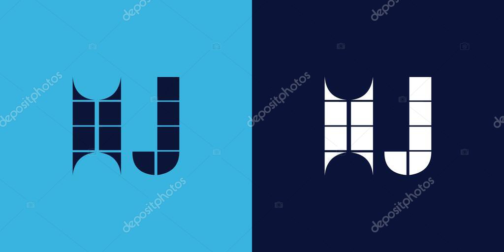 HJ logo design with tile shape. Minimalist and modern vector illustration design suitable for business or brand