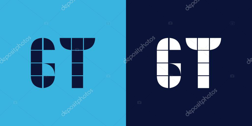 GT logo design with tile shape. Minimalist and modern vector illustration design suitable for business or brand