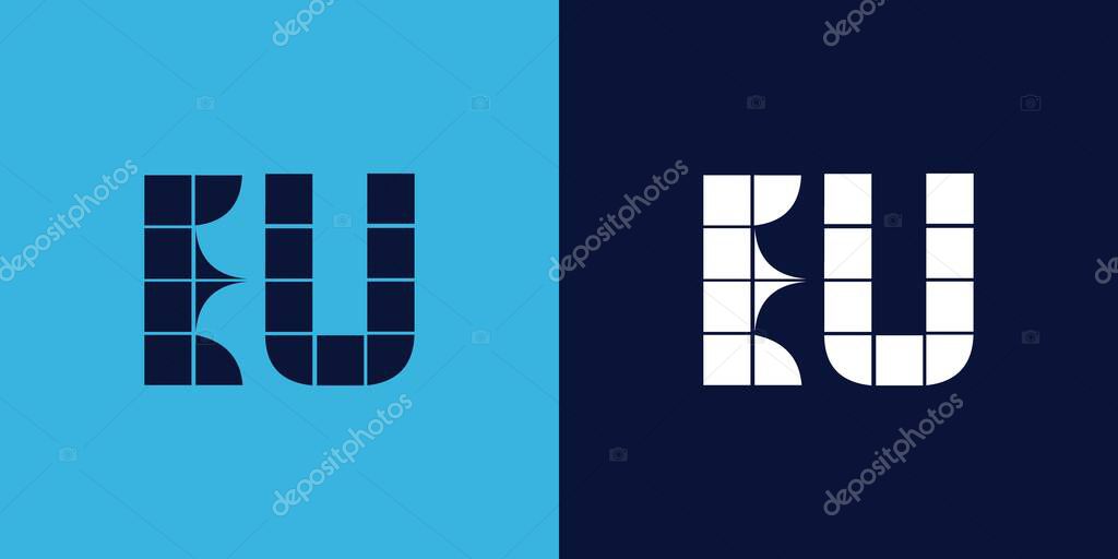 EU logo design with tile shape. Minimalist and modern vector illustration design suitable for business or brand