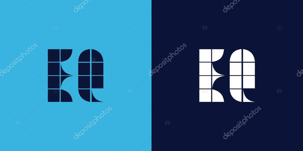 EQ logo design with tile shape. Minimalist and modern vector illustration design suitable for business or brand