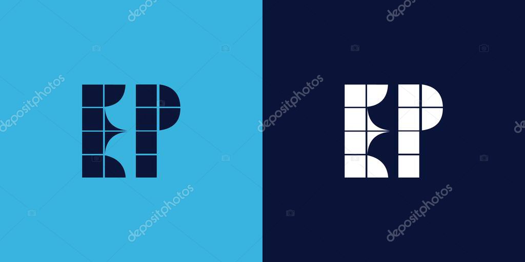 EP logo design with tile shape. Minimalist and modern vector illustration design suitable for business or brand