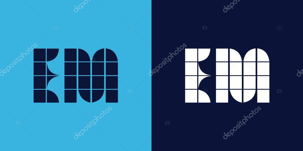 EM logo design with tile shape. Minimalist and modern vector illustration design suitable for business or brand